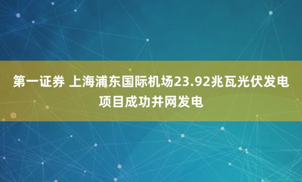 第一证券 上海浦东国际机场23.92兆瓦光伏发电项目成功并网发电